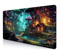 Sxckang Mushroom Anime Desk Mat, Fairy Forest Large Gaming Mouse Pad for Laptop Computer, Tabletop Magic Play Mats Full Desk Mouse Pads, Fantasy Art XXL Playmat Mousepad