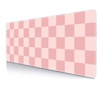 SXCKANG Pastel Pink Desk mat, Checkered Pattern Extra Large Mouse Pad, Desk Protector Pad, Writing Mat for Work Home Decor, Non-Slip Rubber Gaming Mouse Pads for Computer Laptop, 31.5 X 11.8 in