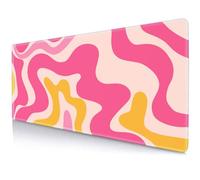 Sxckang Pink Abstract Wave Desk Pads, Swirl Pattern Boho Large Gaming Mouse Pad, Extra Large Mousepad, Aesthetic Desktop Mat for Laptop Work Home Decor, Non-Slip Rubber Computer Pad, 31.5 X 11.8 in