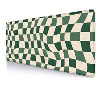 SXCKANG Sage Green Checkered Desk mat, Retro Boho Extra Large Mouse Pad, Abstract Wavy Desk Protector Pad, Minimal Pattern Aesthetic Writing Mat for Computer & Laptop Home Office, 31.5 X 11.8 in
