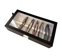 SXDHOCDZ Large Capacity Sunglasses Box,Glass Cover Display Box, High-End Leather, Spacious Interior Space, Suitable for Home Use(black,33 * 17 * 7CM)