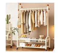 SXDHOCDZ Rolling Clothes Rack with Lockable Casters, Double Rods and Side Hooks for Bedroom Dorm Laundry(white,120cm)