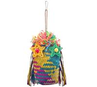 Sxett Bird Tearing Toy Colorful Weaving Parrot Toy Bird Grinding Chewing Toy For Various Bird Birdcage Hanging Decors Woven Bird Chewing Toy