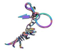 Sxett Colorful Dinosaur Skeleton Pendant Keychain Unique Metal Key Chain Bag Decoration for Trendy Individuals and Students