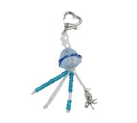 Sxett Jellyfish Cuttlefish Charm Pendant for Keychain Colorful Beaded Keyring Stylish Bag Accessory for Fashion Enthusiasts, plastic/cloth/feather, No Gemstone