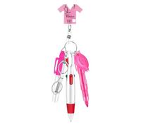 Sxett Practical Nursing Pen Accessory Set Comprehensive Nursing Writing Tools Set Includes LED Keychain and Badge Holder, cloth/feather, No Gemstone