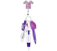 Sxett Practical Nursing Pen Accessory Set Comprehensive Nursing Writing Tools Set Includes LED Keychain and Badge Holder, cloth/feather, No Gemstone