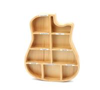 Sxett Wood Guitar Pick Holder 9 Compartment Guitar Shaped Storage Box Small Item Organizer Guitar Accessories Box Easy to Use