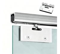 SXEVZOO 0.7m~4m Single Track Sliding Glass Door Hardware Kit, Frameless Glass Sliding Barn Doors Rail, Pocket Door Tracks with Glass Clamps(Silver,2.9m/9.5ft)