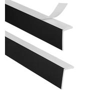 SXEVZOO 2 PCS Window Blind Light Gap Blockers Black White, Self Adhesive L-Shaped Blackout Roller Shades Side Tracks, PVC Blocking Strips for Bedroom(Black 2pcs,55cm)