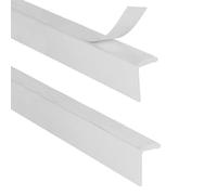 SXEVZOO 2 PCS Window Blind Light Gap Blockers Black White, Self Adhesive L-Shaped Blackout Roller Shades Side Tracks, PVC Blocking Strips for Bedroom(White 2pcs,110cm)