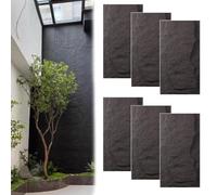 SXEVZOO 4/6 Pcs PU Faux Stone Wall Panels, 3D Wall Decor Interior Exterior | 4cm Thick Artificial Stone Veneer DIY Design for Home …Office(Black,120x60cm-6pcs)