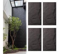SXEVZOO 4/6 Pcs PU Faux Stone Wall Panels, 3D Wall Decor Interior Exterior | 4cm Thick Artificial Stone Veneer DIY Design for Home …Office(Black,120x60cm-4pcs)