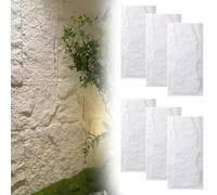 SXEVZOO 4/6 Pcs PU Faux Stone Wall Panels, 3D Wall Decor Interior Exterior | 4cm Thick Artificial Stone Veneer DIY Design for Home …Office(White,120x60cm-6pcs)