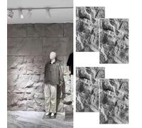 SXEVZOO 4/6 Pcs Stone Wall Panels PU, Interior Exterior 3D Wall Cladding | 6cm Thick Artificial Natural Stone Look Decorative Panel for DIY Projects(Gray-b,120x60cm-4pcs)