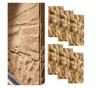 SXEVZOO 4/6 Pcs Stone Wall Panels PU, Interior Exterior 3D Wall Cladding | 6cm Thick Artificial Natural Stone Look Decorative Panel for DIY Projects(Earth-yellow,120x60cm-6pcs)