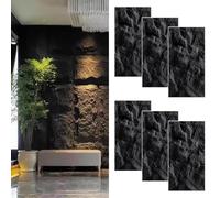 SXEVZOO 4/6 Pcs Stone Wall Panels PU, Interior Exterior 3D Wall Cladding | 6cm Thick Artificial Natural Stone Look Decorative Panel for DIY Projects(Black,120x60cm-6pcs)