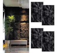 SXEVZOO 4/6 Pcs Stone Wall Panels PU, Interior Exterior 3D Wall Cladding | 6cm Thick Artificial Natural Stone Look Decorative Panel for DIY Projects(Black,120x60cm-4pcs)