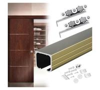 SXEVZOO Ceiling Mount Sliding Door Metal Track Hardware Kit, 1.2m-5.5m Pocket Door Single Tracks Guide Rail for Cabinet, Balcony, Kitchen, Garage Room(Champagne,17ft (5.2m))