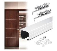 SXEVZOO Ceiling Mount Sliding Door Metal Track Hardware Kit, 1.2m-5.5m Pocket Door Single Tracks Guide Rail for Cabinet, Balcony, Kitchen, Garage Room(Silver,17ft (5.2m))