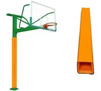 SXEVZOO Heavy Duty Basketball Pole Pads, Fits 8x8cm/12x12cm/18x18cm Square Size Poles, 2.5cm Thick 4ft/5ft/6ft Tall All-Weather Protective Pad(Orange 6ft,10x15cm pole)