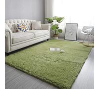 SXGCH Shaggy Rugs Soft plain Thick Pile，Lamb wool living room carpet, solid color carpet-Grass green_100*160cm，Ultra Soft Living Room Rug Non Shedding