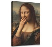 SXHANJXT Funny Stinky Face Bathroom Canvas Wall Art | Vintage Humor Fun Mona Lisa Bad Smell Aesthetics Picture Wall Decor Da Vinci Poster Print Artwork for Toilet Washroom