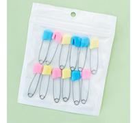 Sxhlseller 12 Pack Safety Nappy Pins | Stainless Steel Curved Needle with Plastic Head for Cloth Diapers, Laundry, and Crafts (Small Size)