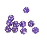 Sxhlseller 12 Sided Number Dice Set for Game Teaching, Clear Polyhedral Dice 40pcs for Board and Digital Teaching Scenes (Purple)