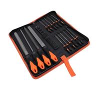 Sxhlseller 17 Pcs T12 Carbon Steel File Set with Carry Case, Includes 4 Large Machinist Files and 12 Needle Files for Shaping Metal, Wood, and Plastic Craft Projects