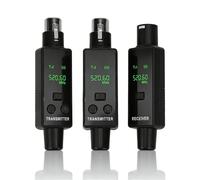 Sxhlseller 2.4GHz Wireless Microphone System, XLR Transmitter & Receiver, Plug On Wireless Mic Adapter with 24 Bit 48kHz, Rechargeable for PA Systems, Live Sound, Audio Mixer, Camera (1 for 2)