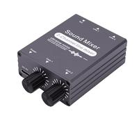 Sxhlseller 2 Channel Audio Mixer, 3.5mm Dual Input to Single Output, Volume Control Knobs, Plug and Play with USB C Power, Compatible with Computer TV Phone