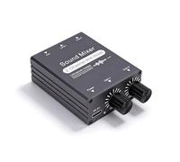 Sxhlseller 2 Channel Audio Mixer, 3.5mm Stereo Mini Mixer with Dual Volume Controls USB C Power and Aluminum Case, for Computer Gaming Console TV Smartphone to Speaker