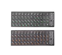 Sxhlseller 2 Packs Universal Russian Keyboard Stickers, Computer Unique Coating Waterproof Dustproof Russian Alphabet Keyboard Stickers for PC Desktop Laptop Notebook Keyboards(1 Green 1 Orange)
