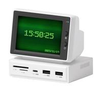 Sxhlseller 3.5 Inch IPS USB Screen, 2 in 1 PC Monitor with Docking Station for Laptop, AIDA64 Electronic Album Floating Lyrics Display Sub Screen with CPU RAM HDD Data