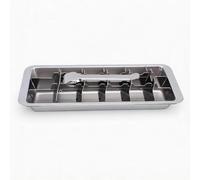Sxhlseller 304 Stainless Steel Ice Cube Tray, 18 Slot Detachable Metal Mould with Easy Release Handle for Bar and Kitchen, Large Capacity Dishwasher Safe Container