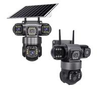 Sxhlseller 4G LTE Solar Security Camera Outdoor Wireless, No WiFi Needed, Triple Lens 360° PTZ Camera with AI Motion Detection, 10X Zoom, Two Way Audio, SIM Card Required for Home Off Grid