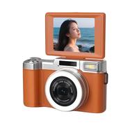Sxhlseller 4K 64MP Vlogging Camera for YouTube, 16 Retro Filters, Selfie Digital Camera with 180° Flip Screen & Autofocus for Content Creators, Live Streaming, Travel Photography (Brown)
