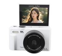 Sxhlseller 5K Digital Camera with 18x Optical Zoom and Autofocus, 3.0 Inch Flip Screen, WiFi Enabled, 75MP for Vlogging and Travel (White)