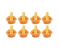 Sxhlseller 8PCS Tiny Resin Basket with Handle | 1:12 Scale Miniature Woven Basket Model for Dollhouse Fairy Garden Decor