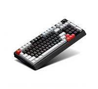 Sxhlseller 98 Key Hot Swappable Mechanical Keyboard RGB Backlit, Ergonomic Low Profile with Rotary Knob, Blue Side LED Strips, USB Wired for Gaming PC Desktop (Gray Black Red)