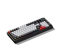 Sxhlseller 98 Key Hot Swappable Mechanical Keyboard RGB Backlit, Ergonomic Low Profile with Rotary Knob, Blue Side LED Strips, USB Wired for Gaming PC Desktop (Black Gray Red)