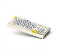 Sxhlseller 98 Key Hot Swappable Mechanical Keyboard RGB Backlit, Ergonomic Low Profile with Rotary Knob, Blue Side LED Strips, USB Wired for Gaming PC Desktop (Beige Gray Yellow)