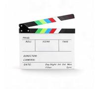 Sxhlseller Acrylic Film Clapperboard, Magnetic Dry Erase Clapperboard with Color Calibration Strips, 11.8x9.5 Inch Professional Director Clapboard for Filmmaking Studio Decor Prop (White)