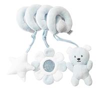 Sxhlseller Baby Activity Spiral Plush Toy, Crib Activity Spiral Plush Toy, Baby Stroller Hanging, with Mirror Elephant Bear Pig Styles, for Visual Development Car Seat Crib (blue)