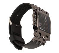 Sxhlseller Binary Watch, Crab Shaped LED Digital Watch for Boys and Men, Black Alloy Case with Colorful Display and Silicone Strap