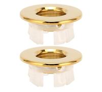 Sxhlseller Brass Basin Overflow Cover Hole Insert Cap 2 Pcs Gold, Decoration Function for Ceramic Basins