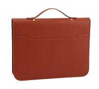 Sxhlseller Business Portfolio Zippered Folder 30 Sheets Notebook 10 File Folders Tablet Case for Professionals PU Leather (Brown)