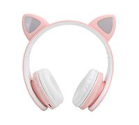 Sxhlseller Cat Ear Bluetooth Headset, LED Light Noise Reduction Wireless Headphones with Microphone and 10H Playtime, for Kids Adults Music Calling K Song (Pink)