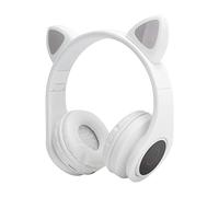 Sxhlseller Cat Ear Bluetooth Headset, LED Light Noise Reduction Wireless Headphones with Microphone and 10H Playtime, for Kids Adults Music Calling K Song (White)